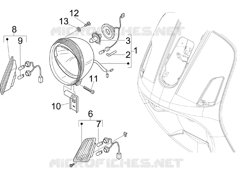 Eclairages avant - Clignotants VESPA VESPA-SCOOTER 125 LXV 2009  LXV 4T E3