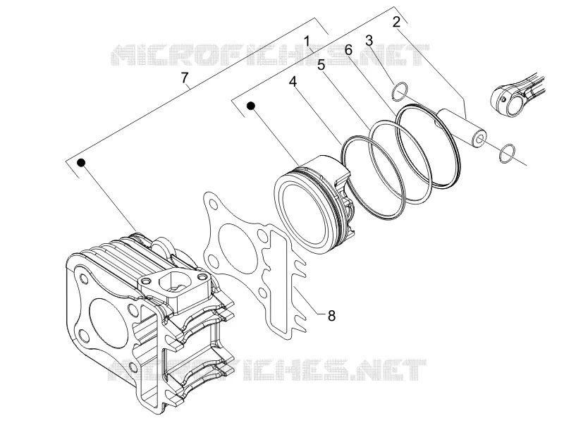 Groupe cylindre-piston-axe VESPA VESPA-SCOOTER 125 LXV 2009  LXV 4T E3