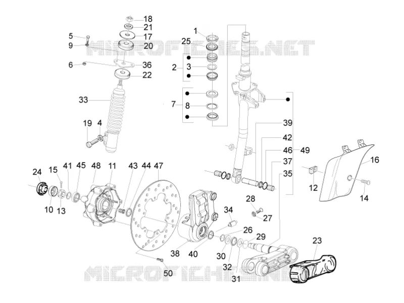 Fourche/tube direction - Ensemble butée dir. VESPA VESPA-SCOOTER 125 LXV 2011  LXV 4T ie E3