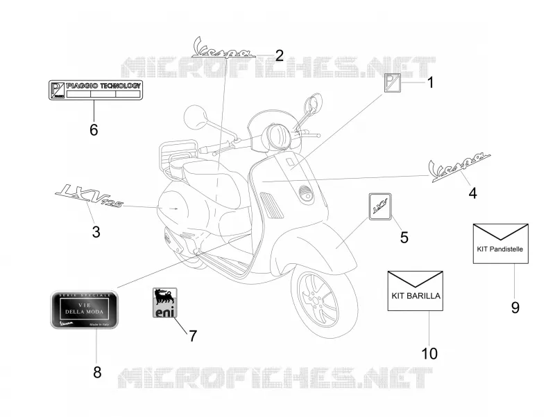Monogrammes - Decorations VESPA VESPA-SCOOTER 125 LXV 2011  LXV 4T ie E3