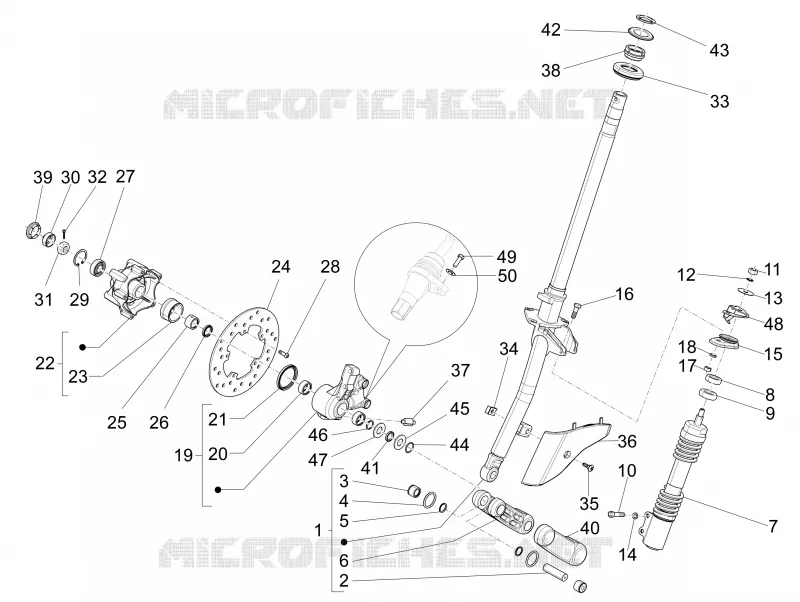 Fourche/tube direction - Ensemble butée dir. VESPA VESPA-SCOOTER 150 LXV 2013  LXV 15