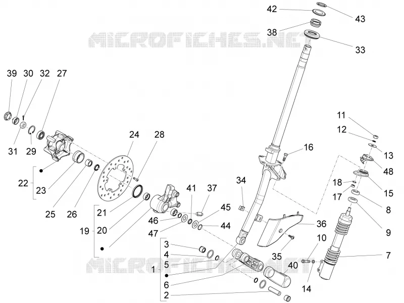 Fourche/tube direction - Ensemble butée dir. VESPA VESPA-SCOOTER 150 LXV 2014  LXV 4T 3V E3