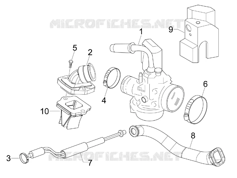 Carburateur complet - Raccord d'admission VESPA VESPA-SCOOTER 50 LXV 2006  LXV 2T