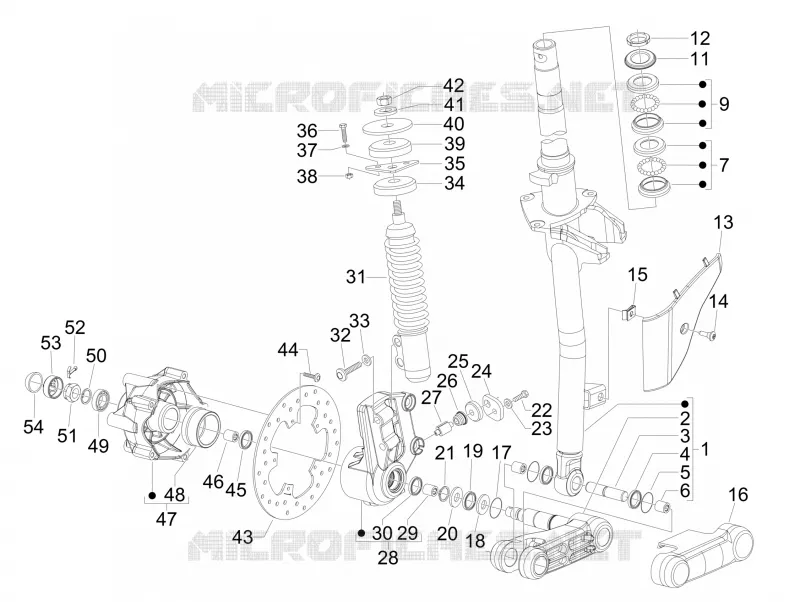 Fourche/tube direction - Ensemble butée dir. VESPA VESPA-SCOOTER 50 LXV 2007  LXV 2T