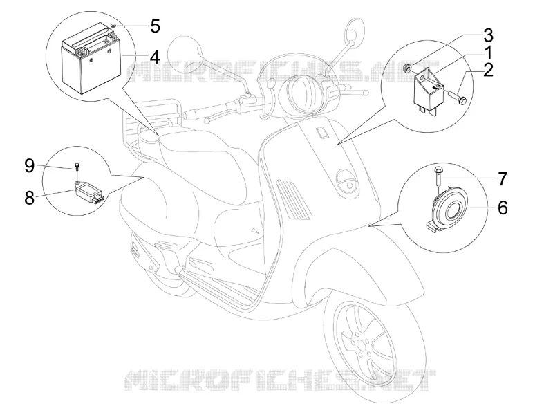 Relais - Batterie - Avertisseur sonore VESPA VESPA-SCOOTER 50 LXV 2007  LXV 2T