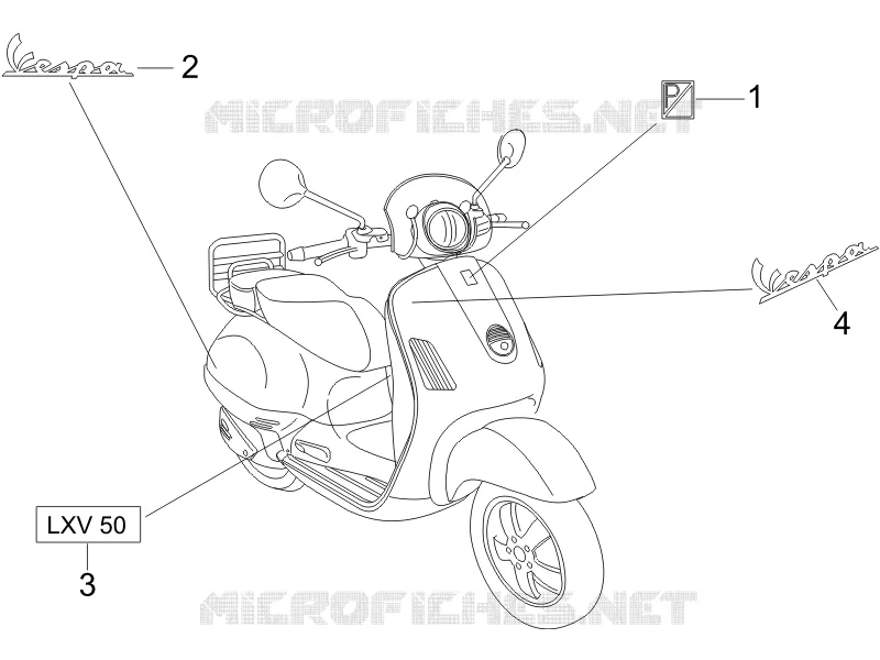 Monogrammes - Decorations VESPA VESPA-SCOOTER 50 LXV 2007  LXV 2T