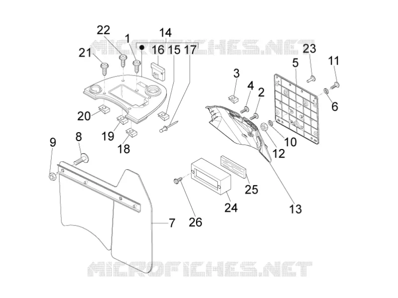 Couvercle arrière - Pare-boue VESPA VESPA-SCOOTER 50 LXV 2012  LXV 4T 2V 25 Km/h