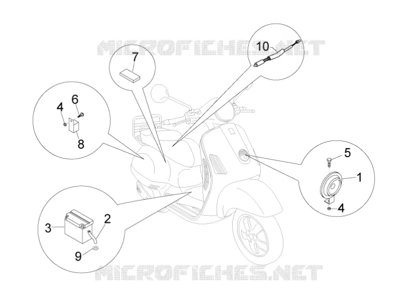 Relais - Batterie - Avertisseur sonore VESPA VESPA-SCOOTER 50 LXV 2013  LXV 4T 2V 25 Km/h