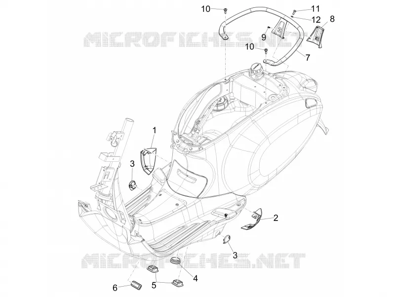 Couvertures laterales - Spoiler VESPA VESPA-SCOOTER 150 PRIMAVERA 2015  4T 3V ie Primavera