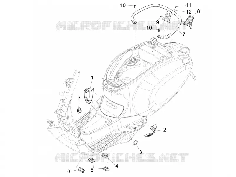 Couvertures laterales - Spoiler VESPA VESPA-SCOOTER 150 PRIMAVERA 2016  4T 3V ie Primavera