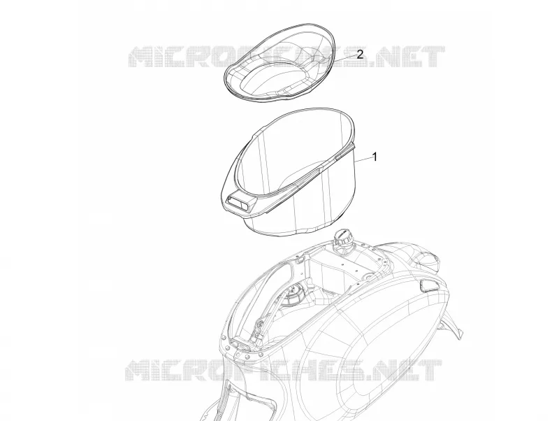 Logement casque - Dessous de selle VESPA VESPA-SCOOTER 150 PRIMAVERA 2016  4T 3V ie Primavera