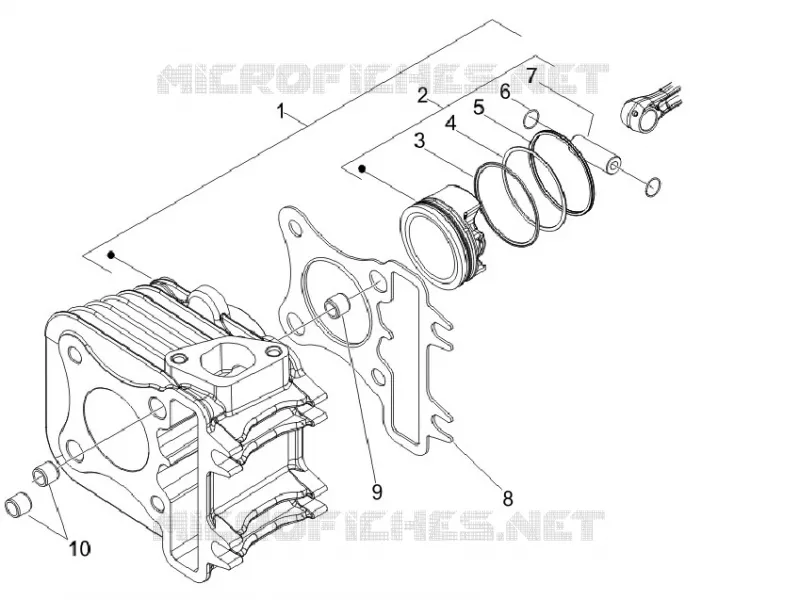Groupe cylindre-piston-axe VESPA VESPA-SCOOTER 125 S 2010  S 4T