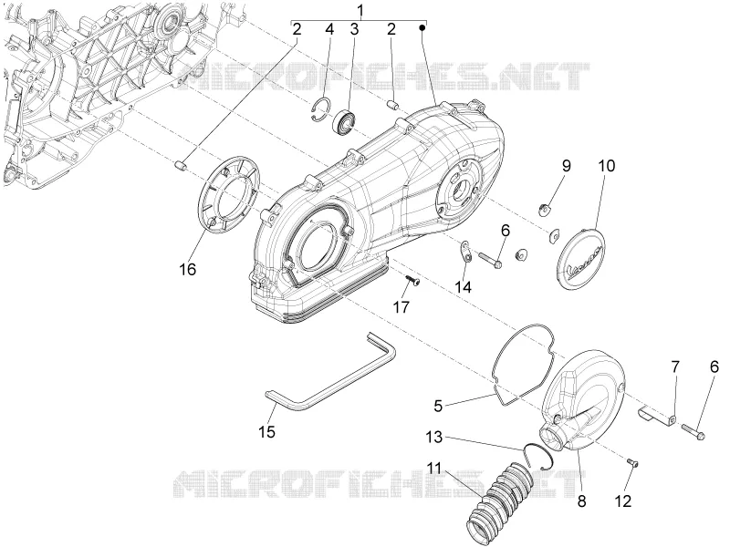 Couvercle carter - Refoidissement carter VESPA VESPA-SCOOTER 125 S 2012  S 4T 3V E3 ie