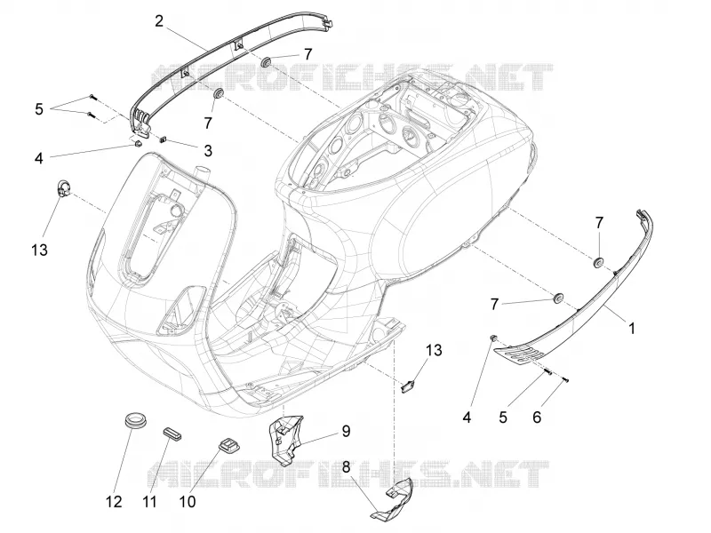 Couvertures laterales - Spoiler VESPA VESPA-SCOOTER 125 S 2013  S 4T 3V E3 ie