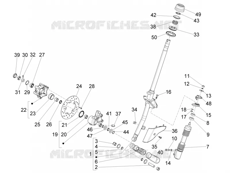 Fourche/tube direction - Ensemble butée dir. VESPA VESPA-SCOOTER 125 S 2014  S 4T 3V E3 ie