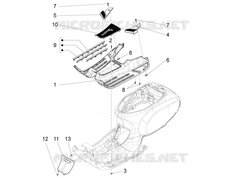 Protection centrale - Repose-pieds VESPA VESPA-SCOOTER 125 S 2013  S 4T 3V E3 ie
