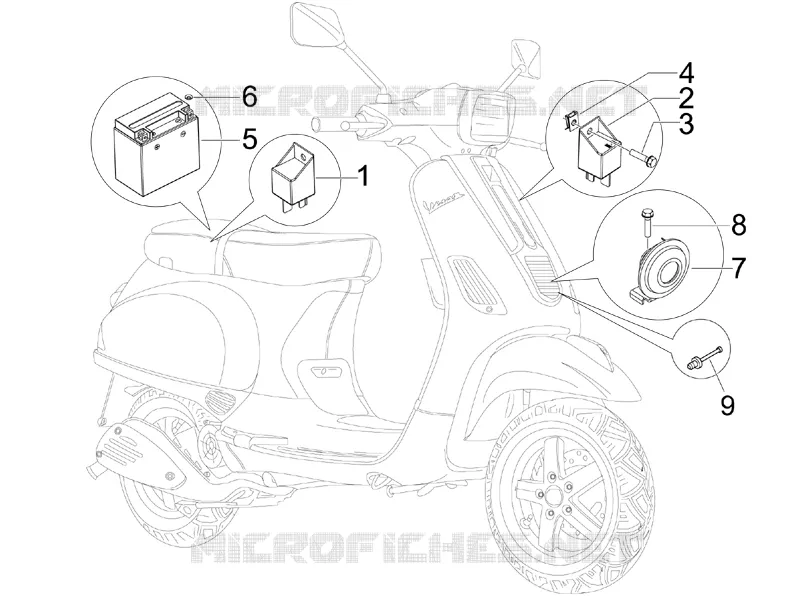 Relais - Batterie - Avertisseur sonore VESPA VESPA-SCOOTER 125 S 2007  S 4T E3