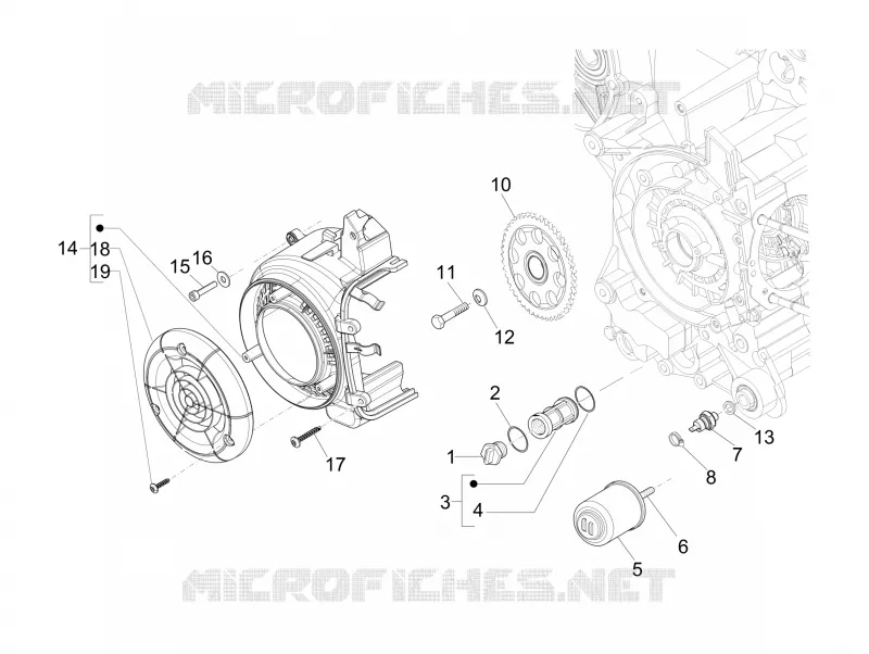 Couvercle volant magnetique - Filtre à huile VESPA VESPA-SCOOTER 125 S 2011  S 4T ie E3