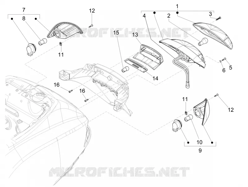 Eclairages arrière - Clignotants VESPA VESPA-SCOOTER 125 S 2011  S 4T ie E3