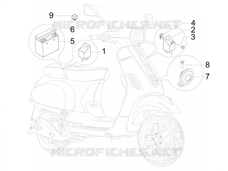 Relais - Batterie - Avertisseur sonore VESPA VESPA-SCOOTER 125 S 2011  S 4T ie E3 College
