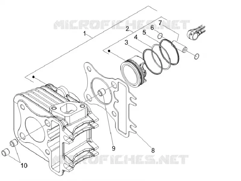 Groupe cylindre-piston-axe VESPA VESPA-SCOOTER 150 S 2009  S 4T