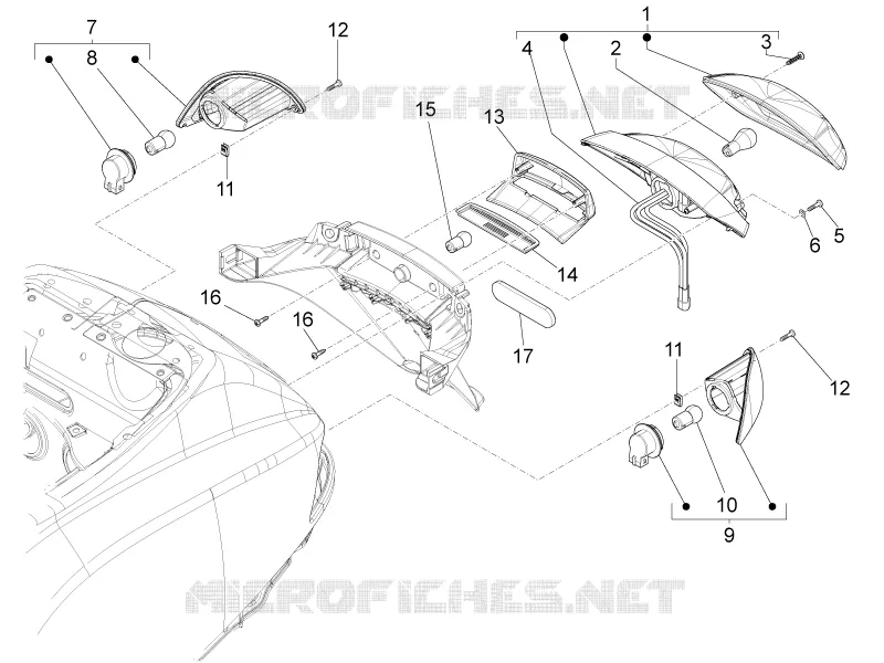 Eclairages arrière - Clignotants VESPA VESPA-SCOOTER 150 S 2014  S 4T 3V ie