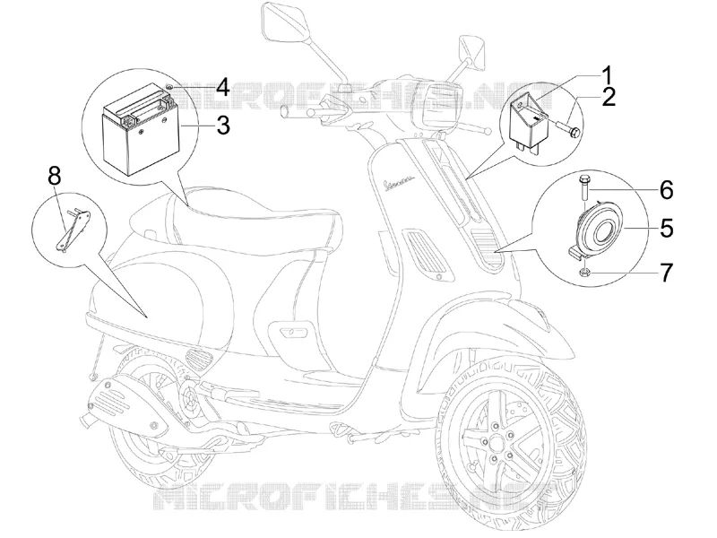 Relais - Batterie - Avertisseur sonore VESPA VESPA-SCOOTER 50 S 2012  S 2T College