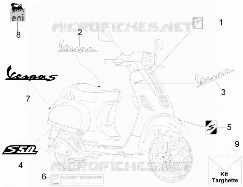Monogrammes - Decorations VESPA VESPA-SCOOTER 50 S 2010  S 4T 2V 25 Km/h