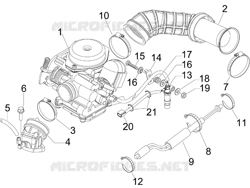 Carburateur complet - Raccord d admission VESPA VESPA-SCOOTER 50 S 2010  S 4T 4V College