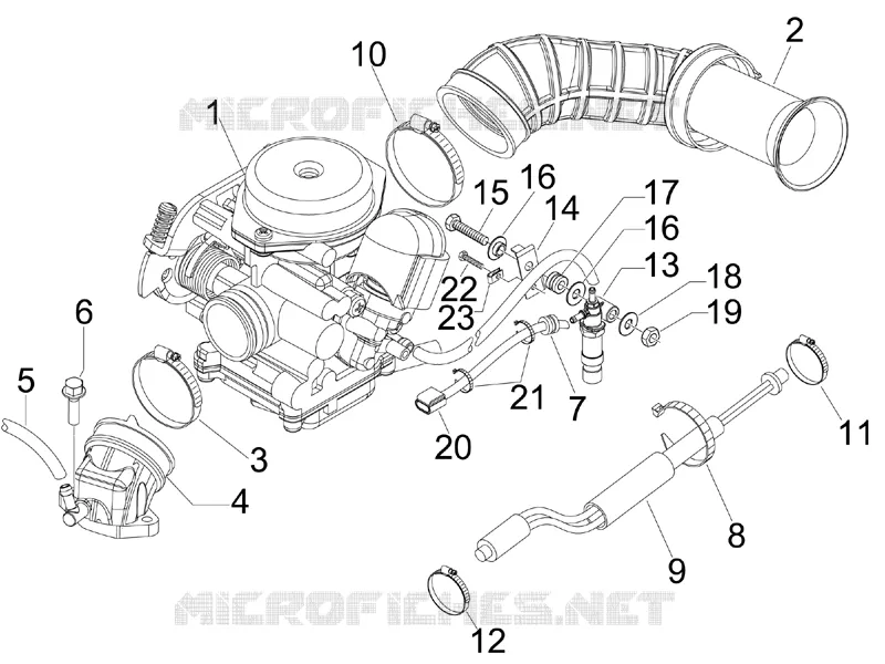 Carburateur complet - Raccord d admission VESPA VESPA-SCOOTER 50 S 2010  S 4T 4V College