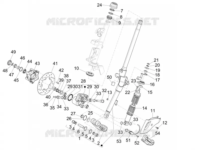 Fourche/tube direction - Ensemble butée dir. VESPA VESPA-SCOOTER 125 SPRINT 2016  Sprint 4T 3V ie