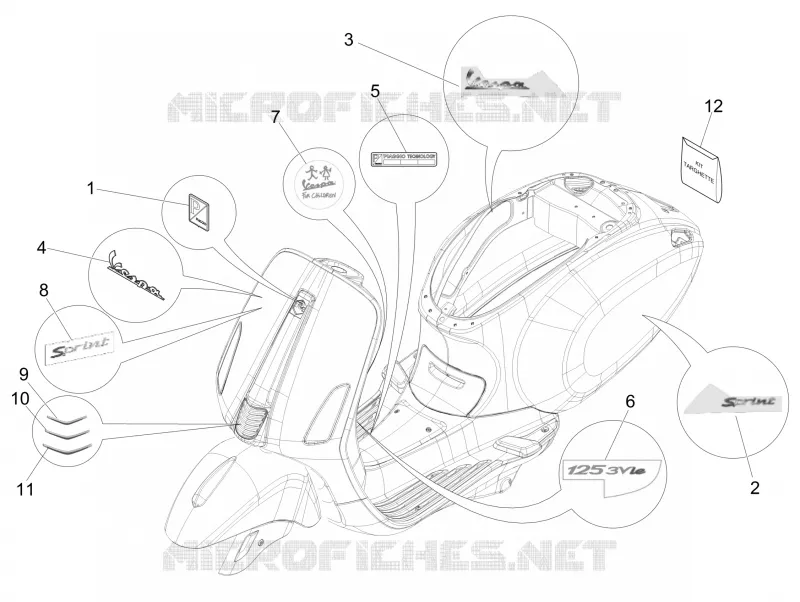 Monogrammes - Decorations VESPA VESPA-SCOOTER 125 SPRINT 2015  Sprint 4T 3V ie
