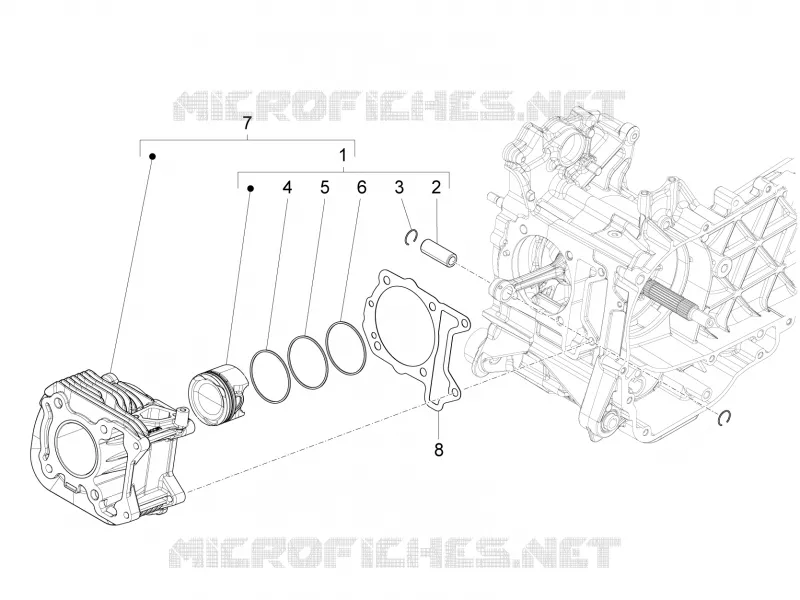 Groupe cylindre-piston-axe VESPA VESPA-SCOOTER 150 SPRINT 2015  Sprint 4T 3V ie