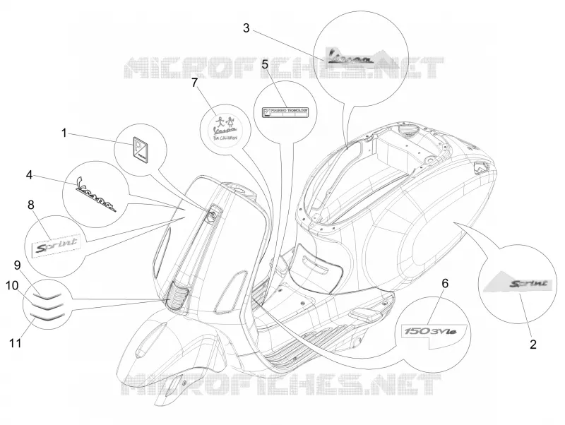 Monogrammes - Decorations VESPA VESPA-SCOOTER 150 SPRINT 2015  Sprint 4T 3V ie