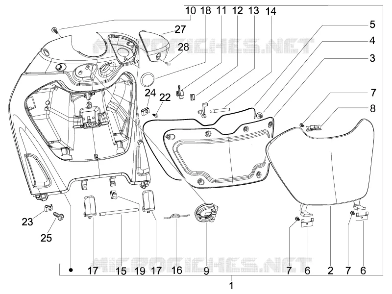 Front glove-box - Knee-guard panel PIAGGIO PIAGGIO-SCOOTER 125 BEVERLY 2005  Beverly