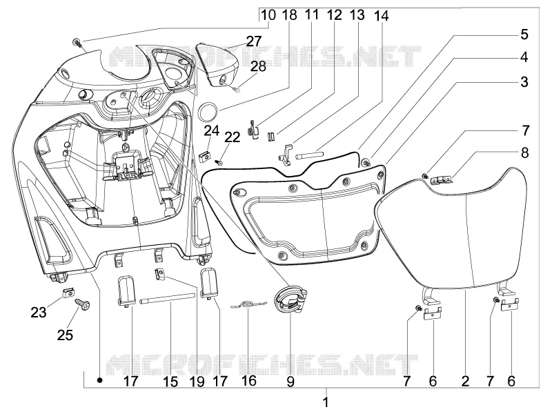 Coffre avant - Contre-tablier PIAGGIO PIAGGIO-SCOOTER 125 BEVERLY 2007  Beverly E3