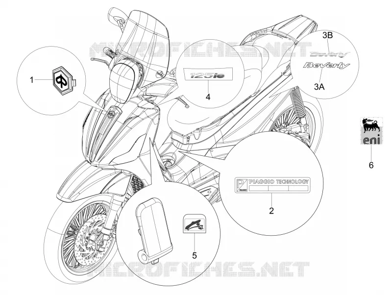 Monogrammes - Decorations PIAGGIO PIAGGIO-SCOOTER 125 BEVERLY 2010  Beverly RST 4T 4V ie E3