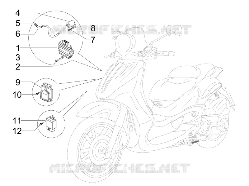 Régulateurs de tension - Centrales electroniques - Bobine H.T. PIAGGIO PIAGGIO-SCOOTER 125 BEVERLY 2008  Beverly Tourer E3