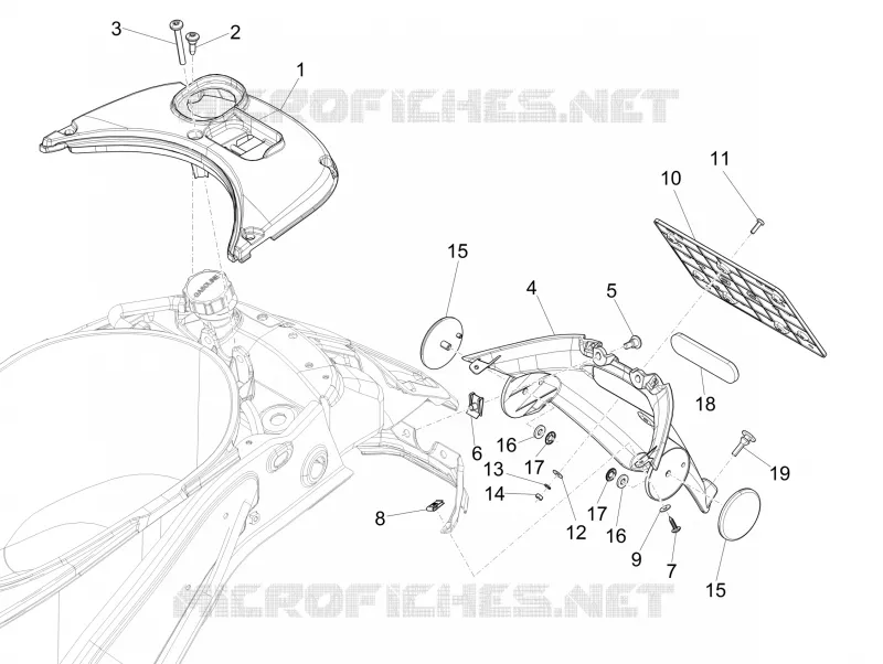 Couvercle arrière - Pare-boue VESPA VESPA-SCOOTER 50 SPRINT 2017  Sprint 4T 2V 25 km/h