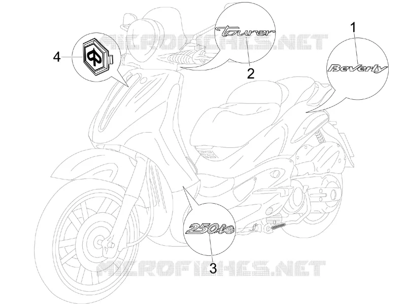 Monogrammes - Decorations PIAGGIO PIAGGIO-SCOOTER 250 BEVERLY 2008  Beverly Tourer E3