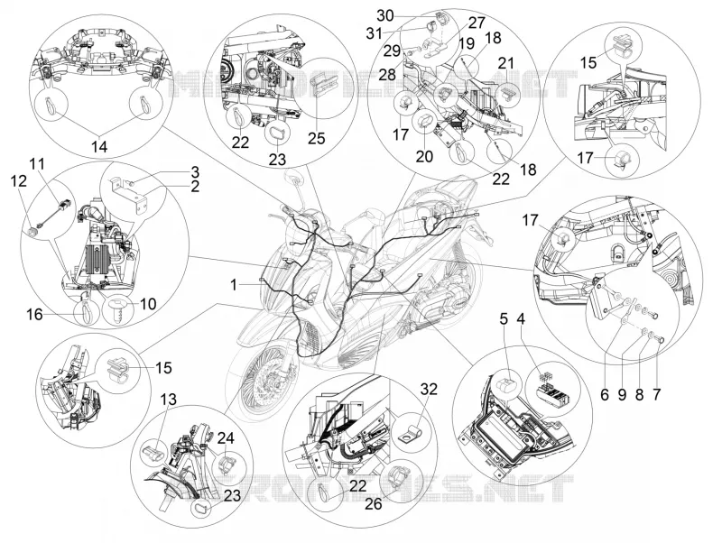 Faisceau de câbles principal PIAGGIO PIAGGIO-SCOOTER 300 BEVERLY 2016  Beverly ie ABS E4