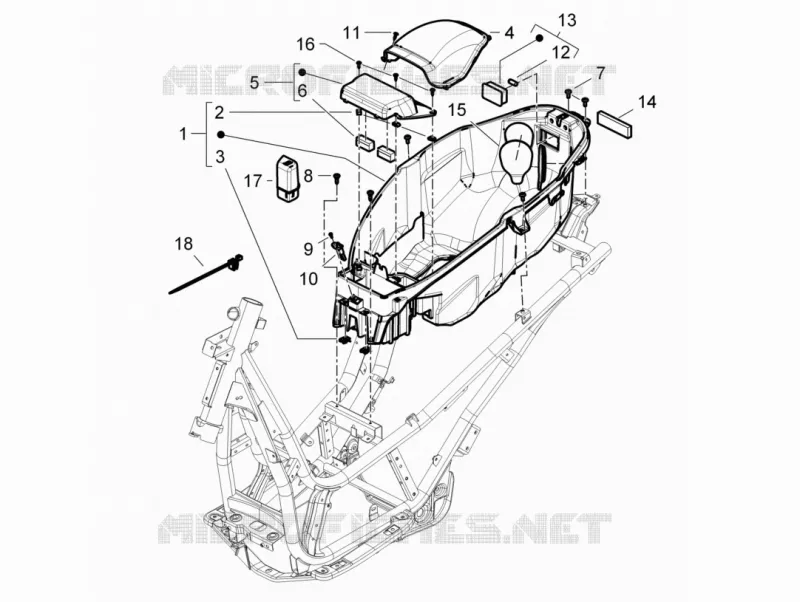 Logement casque - Dessous de selle PIAGGIO PIAGGIO-SCOOTER 300 BEVERLY 2015  BEVERLY RST/S 4T 4V IE E3