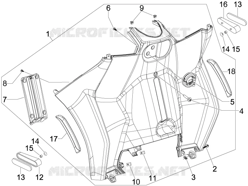Coffre avant - Contre-tablier PIAGGIO PIAGGIO-SCOOTER 500 MP3 2008  MP3 500