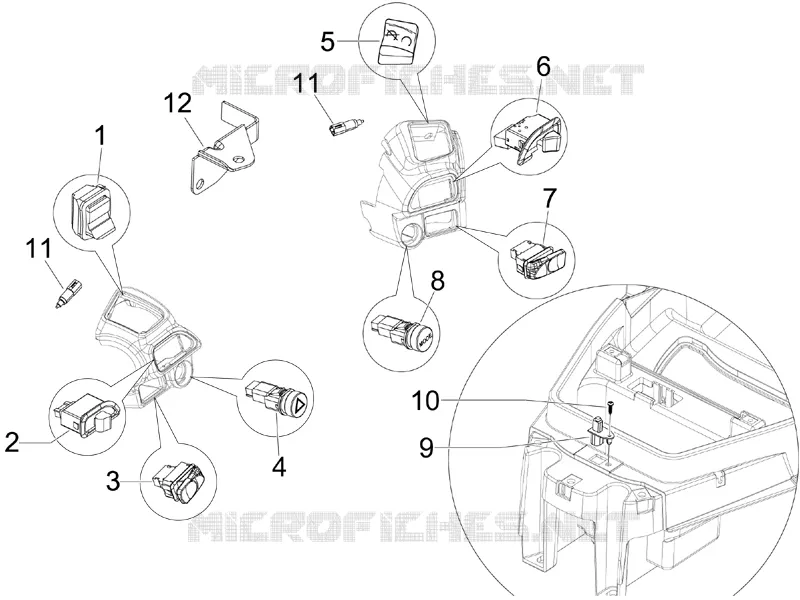 Inverseurs - Commutateurs - Boutons - Interrupteurs PIAGGIO PIAGGIO-SCOOTER 500 MP3 2008  MP3 500