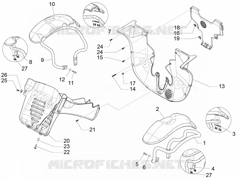Logement roue - Garde boue PIAGGIO PIAGGIO-SCOOTER 500 MP3 2016  MP3 500 Sport