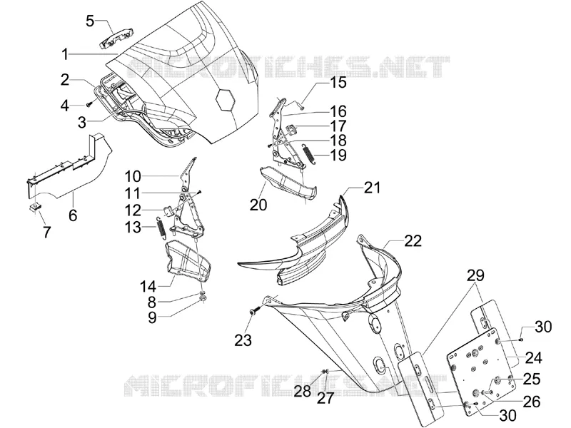 Couvercle arrière - Pare-boue PIAGGIO PIAGGIO-SCOOTER 500 MP3 2013  MP3 500 Business