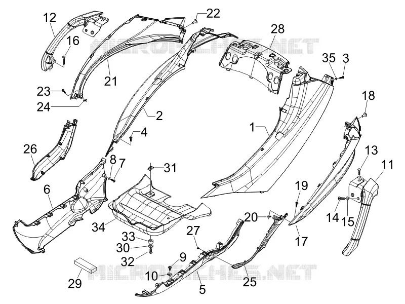 Couvertures laterales - Spoiler PIAGGIO PIAGGIO-SCOOTER 500 MP3 2011  MP3 500 Business