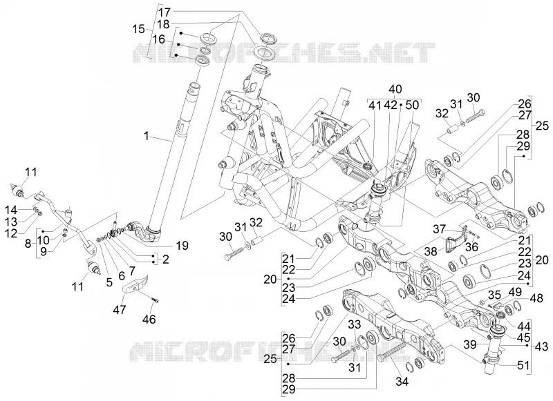 Fourche/tube direction - Ensemble butée dir. PIAGGIO PIAGGIO-SCOOTER 500 MP3 2013  MP3 500 Sport