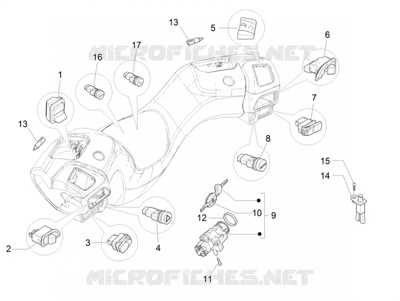 Inverseurs - Commutateurs - Boutons - Interrupteurs PIAGGIO PIAGGIO-SCOOTER 500 MP3 2012  MP3 500 Business