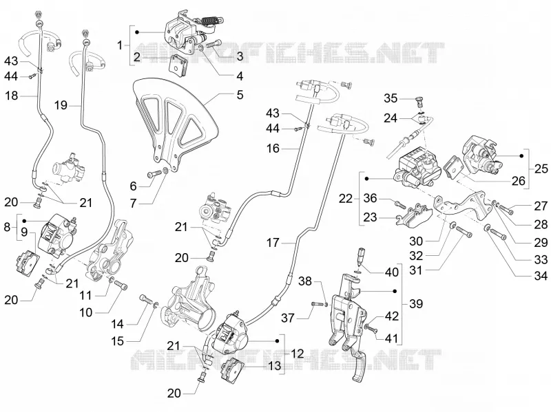 Brakes pipes - Calipers (ABS) PIAGGIO PIAGGIO-SCOOTER 500 MP3 2017  MP3 500 Sport ABS E4